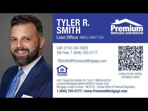 A business card for a mortgage company